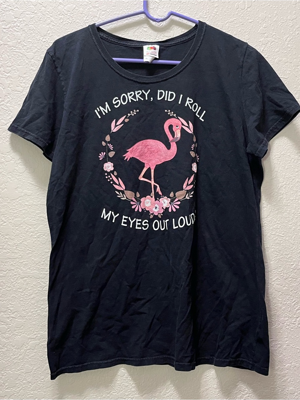 Fruit of the Loom Black Tee with Multicolor Fruit Logo